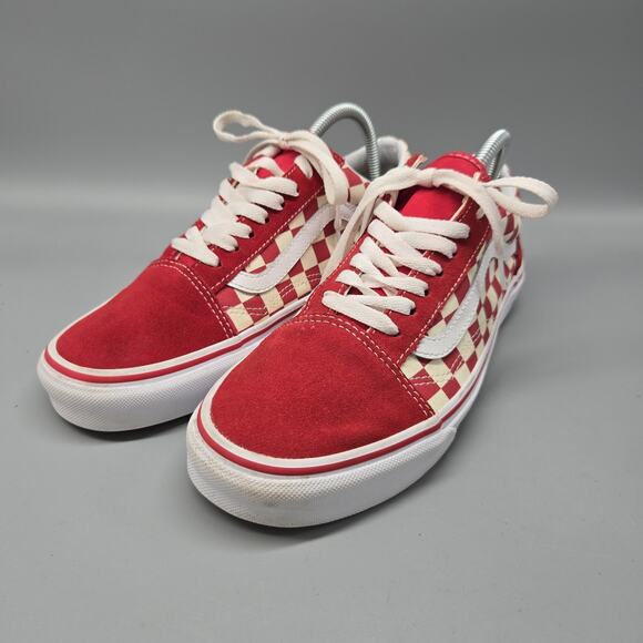 Vans Men's Old Skool Primary Skate Checkerboard Racing Red White Shoes M 7.5/ W9 - Picture 2 of 11